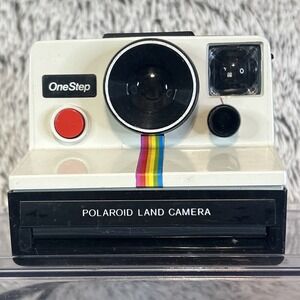 Polaroid OneStep Land Camera - White with Rainbow Stripe